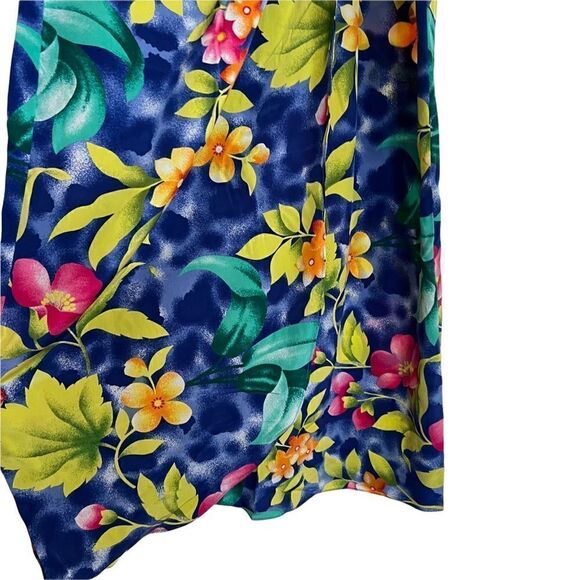Vintage Robbie Bee Silk Tropical Floral Faux Wrap Maxi Dress with Side Tie 6 - Picture 4 of 6